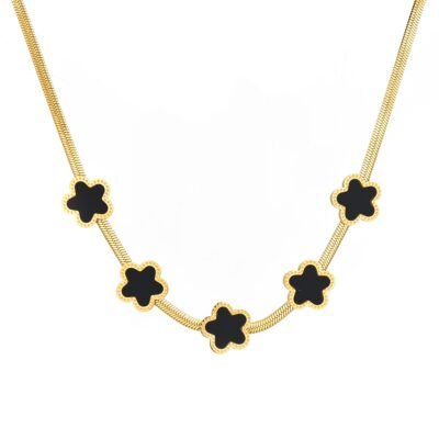 Gold plated stainless steel flower necklace for wholesale jewelry brands