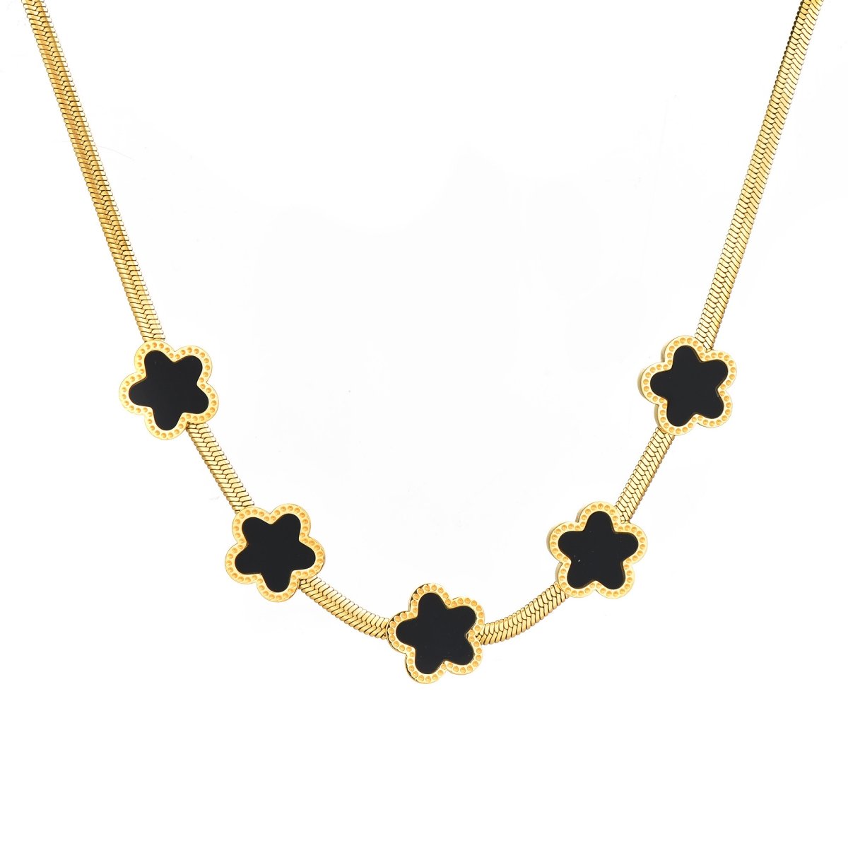 Gold plated stainless steel flower necklace for wholesale jewelry brands