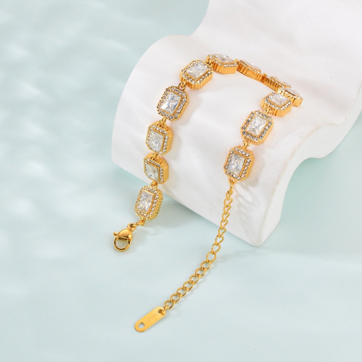 Gold CZ Link Bracelet - Image 3