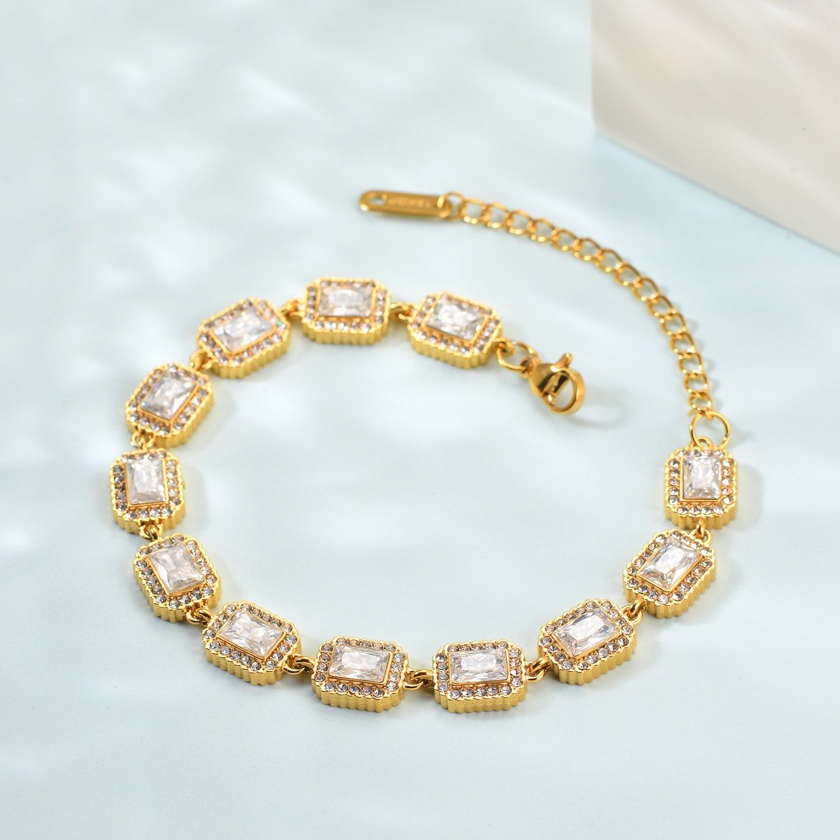 Gold CZ Link Bracelet - Image 2