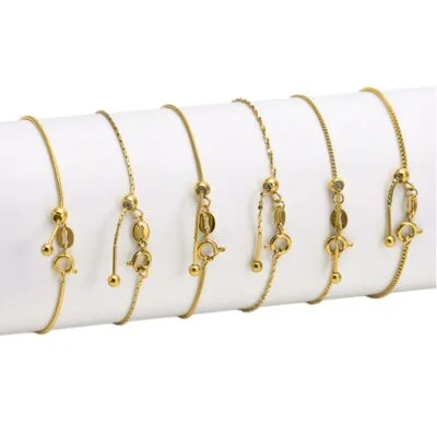Gold plated stainless steel paperclip chain bracelet with adjustable clasp
