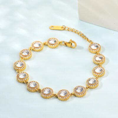 Gold plated stainless steel tennis bracelet