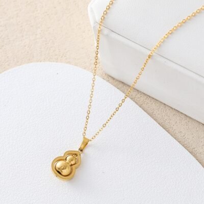 Wholesale gold gourd stainless steel necklace with pendant for jewelry brands