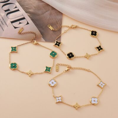 Wholesale enamel charm chain bracelet in gold color for jewelry brands
