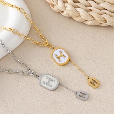 Wholesale initial letter stainless steel necklace in gold and silver colors