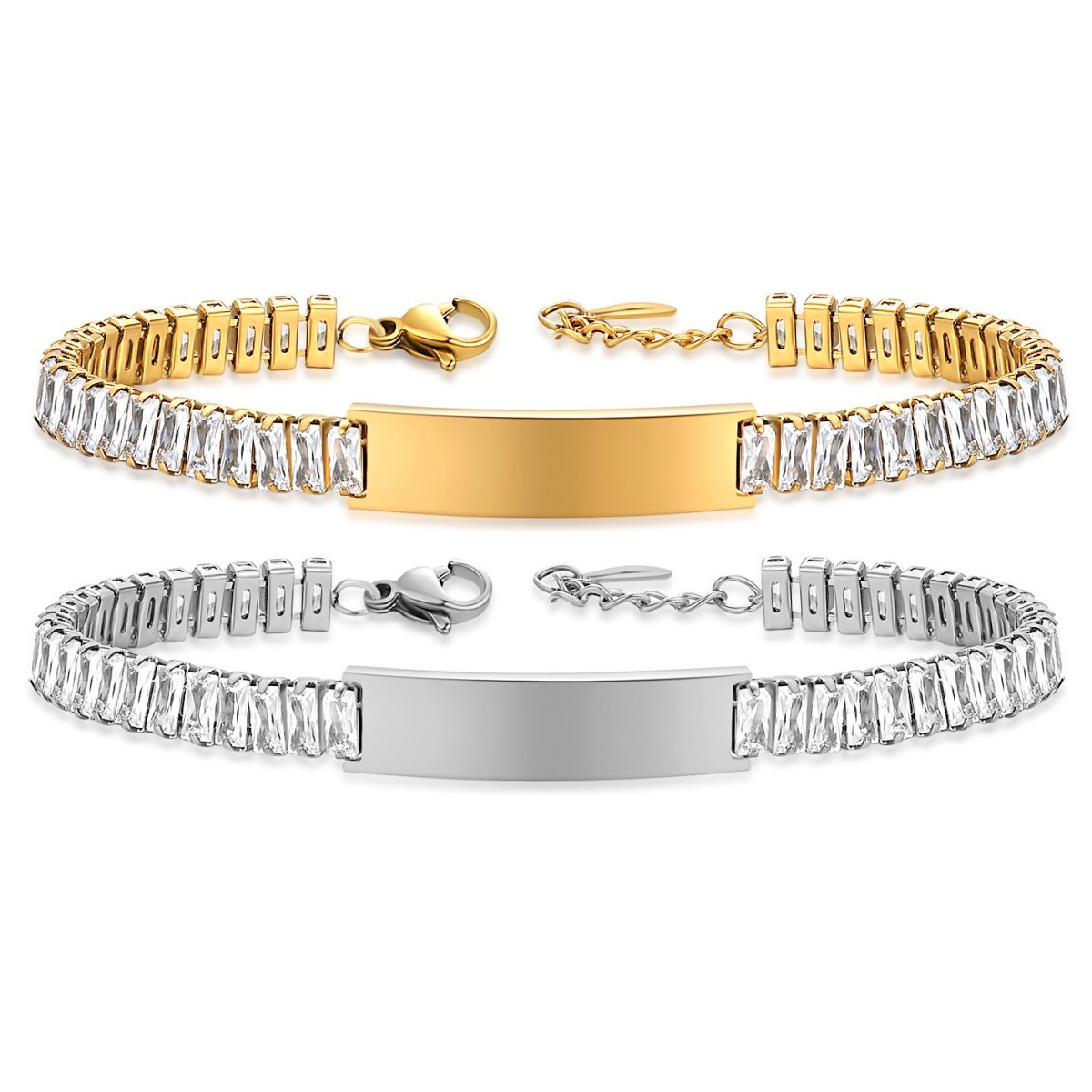Gold plated stainless steel crystal bar bracelet with colorful crystal stones