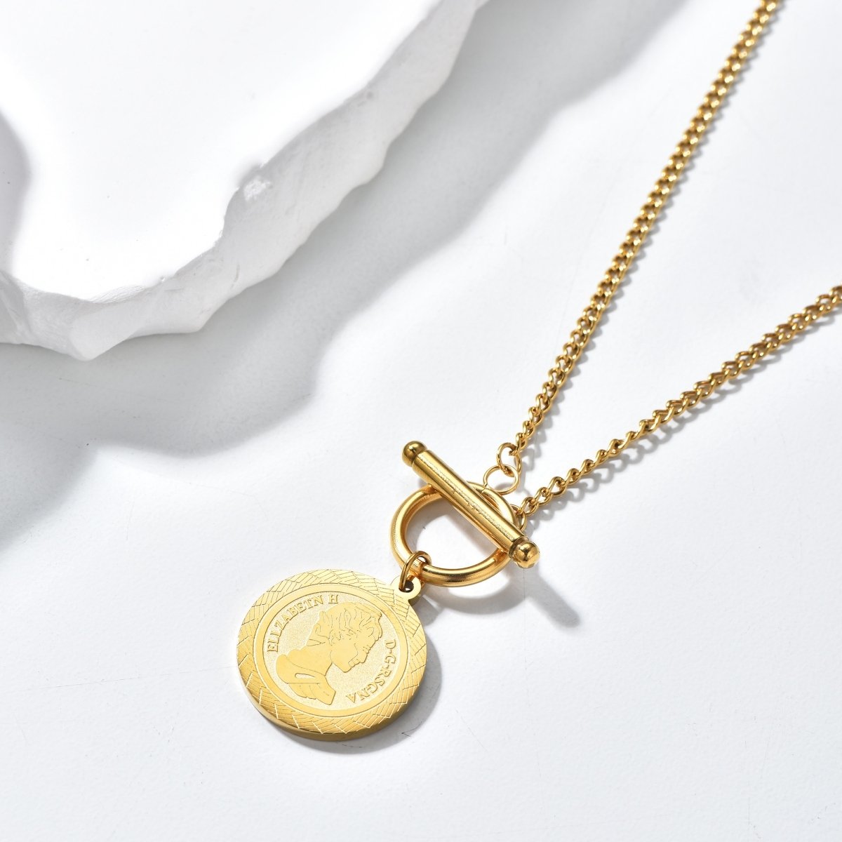 Gold Coin Toggle Necklace - Image 2