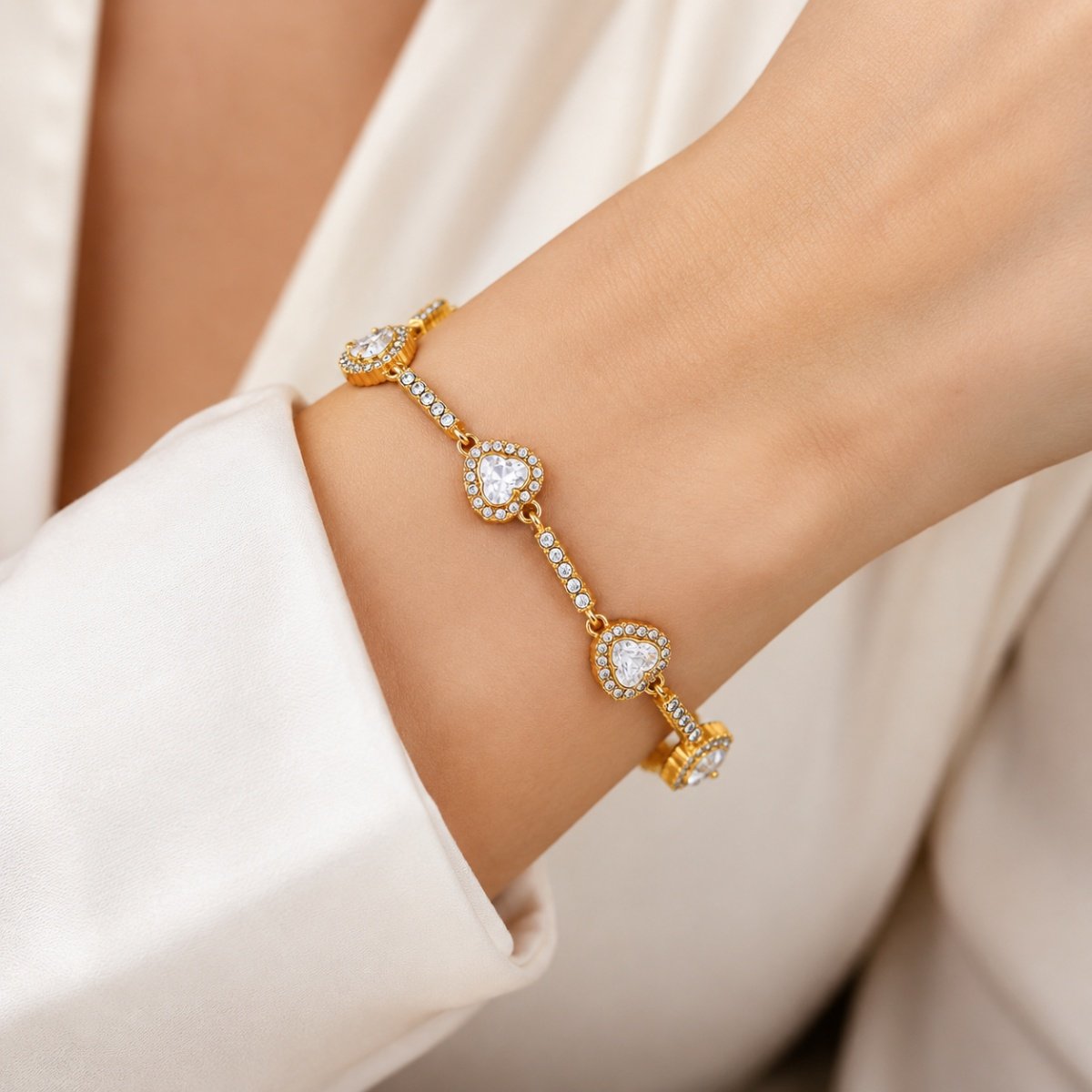 Heart Crystal Link Bracelet