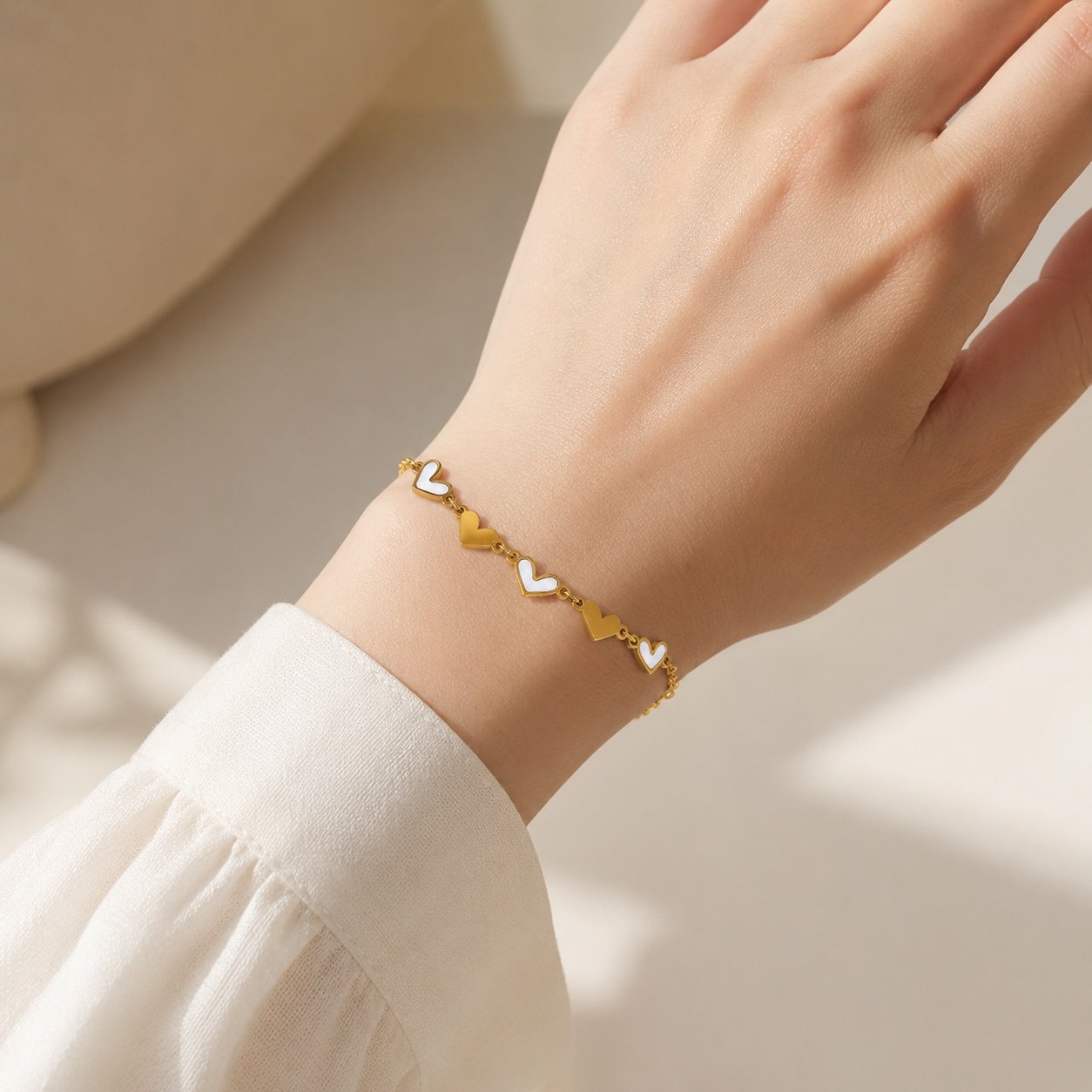 Enamel Heart Chain Bracelet - Image 4
