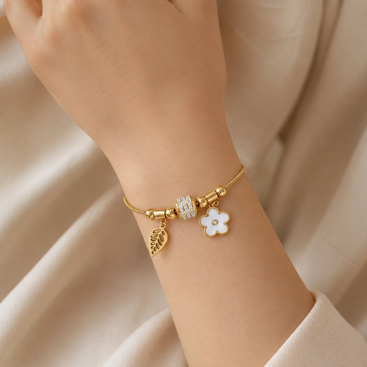 Flower Charm Snake Bracelet - Image 4