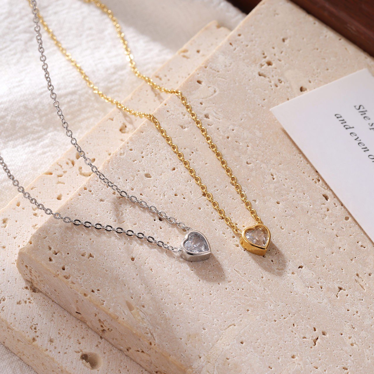 Dainty Heart Zircon Necklace - Image 4