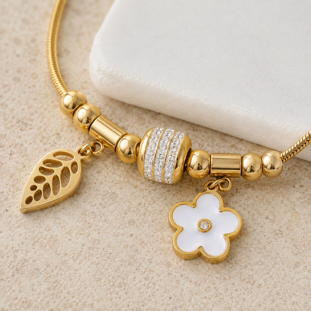 Flower Charm Snake Bracelet - Image 3