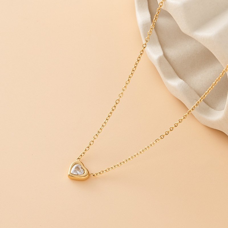 Dainty Heart Zircon Necklace - Image 3