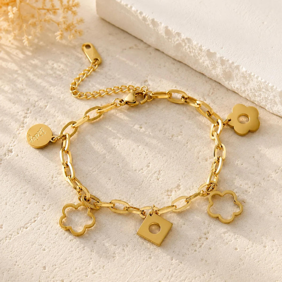 Geometric Charm Chain Bracelet - Image 2