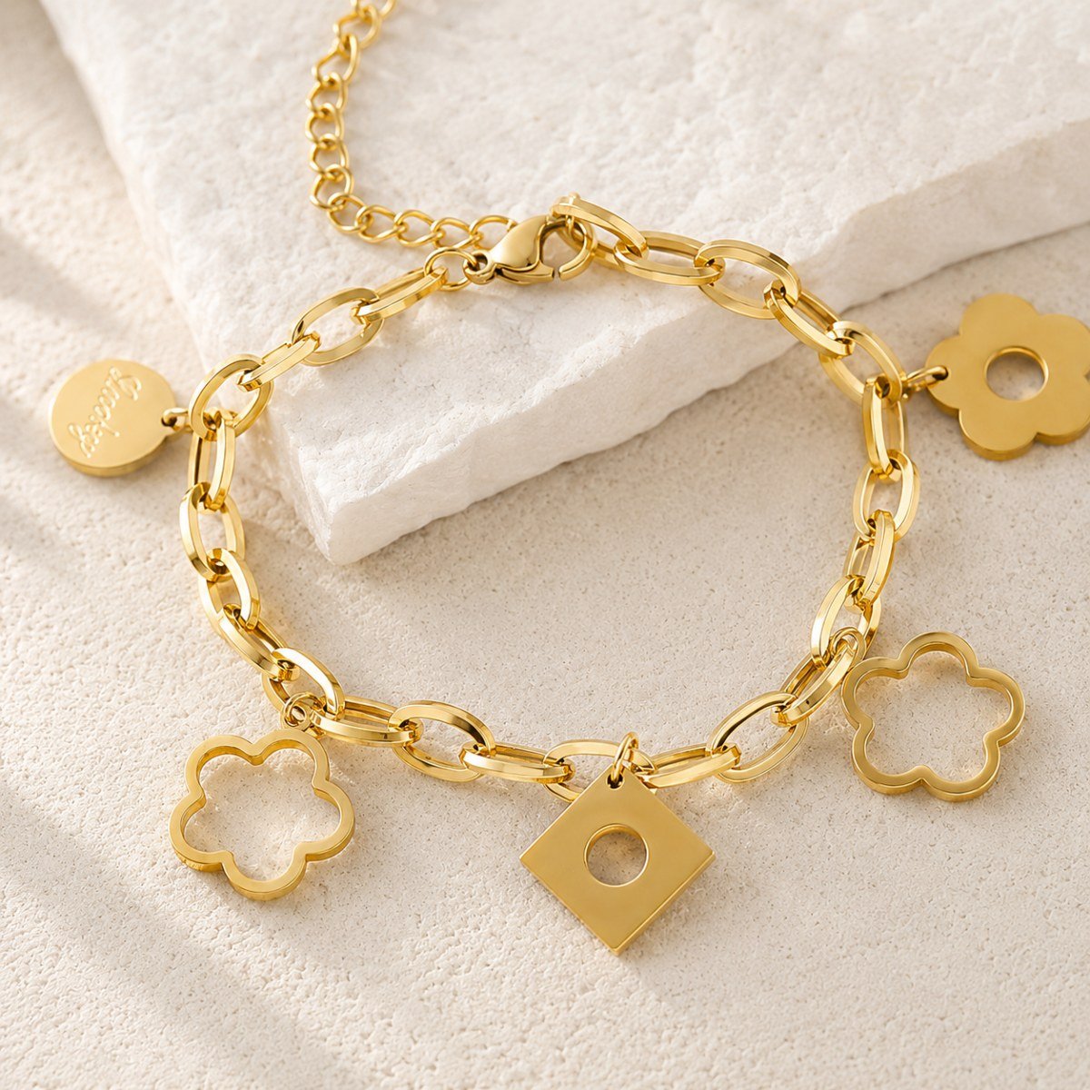 Geometric Charm Chain Bracelet - Image 3