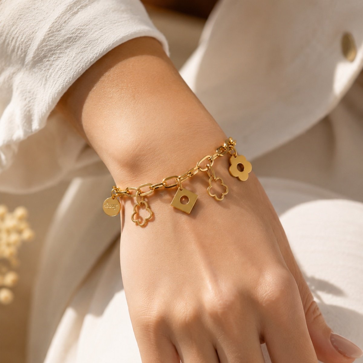 Geometric Charm Chain Bracelet - Image 4