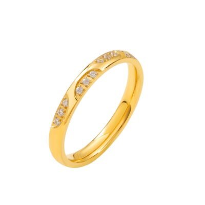 Gold silver and rose gold stainless steel crystal open band ring