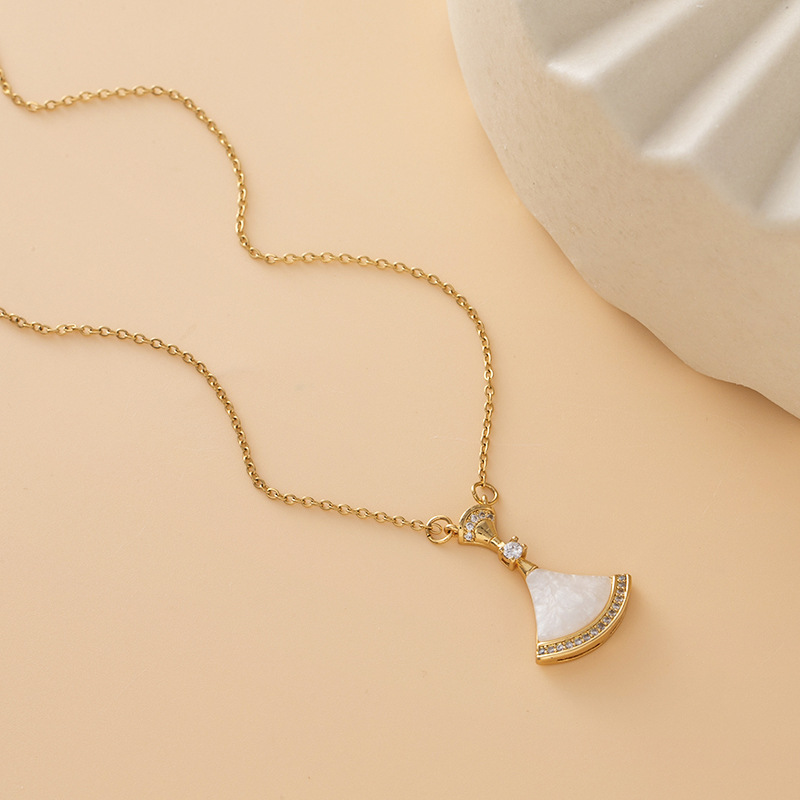 White Fan Pendant Necklace - Image 3