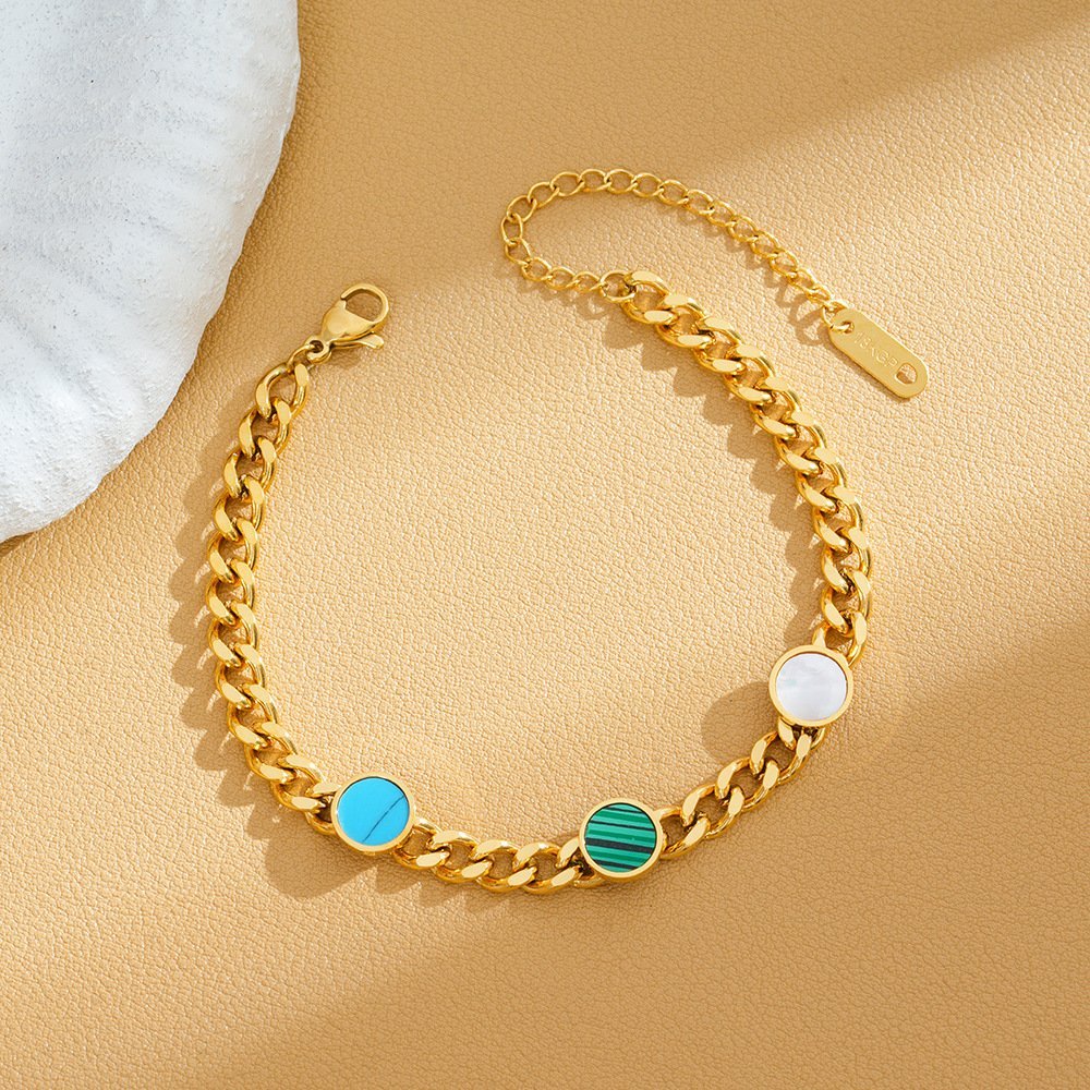 Color Stone Chain Bracelet - Image 3