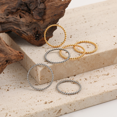 Stainless steel beaded ring set for wholesale jewelry brands