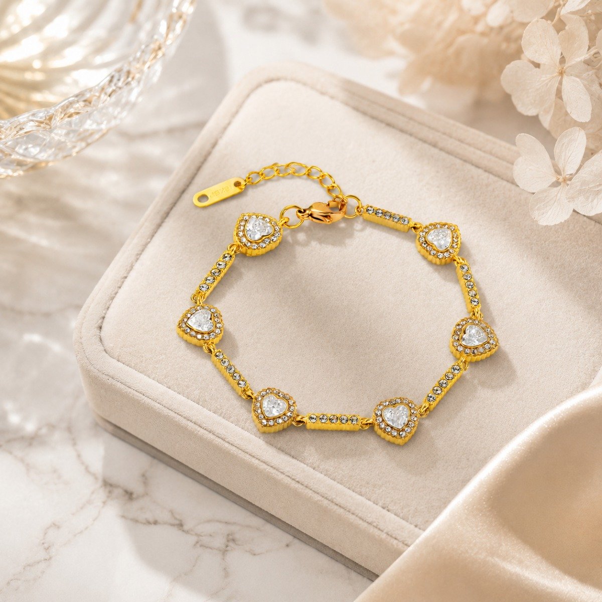 Heart Crystal Link Bracelet