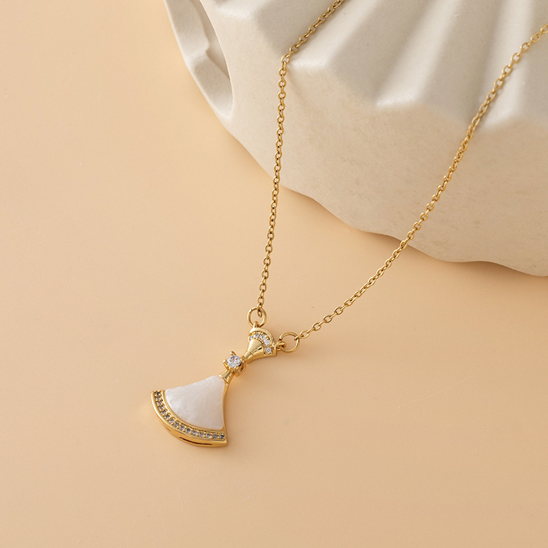 White Fan Pendant Necklace - Image 2