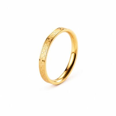 Gold and rose gold stainless steel textured band ring