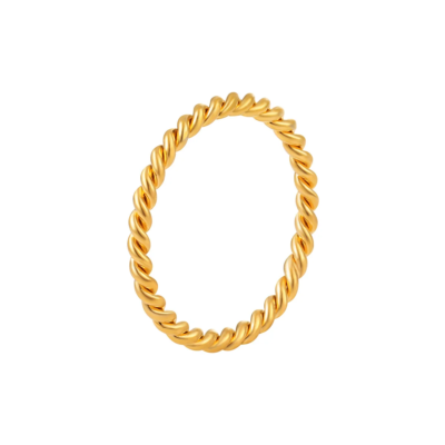 Gold stainless steel twisted ring set with rope texture
