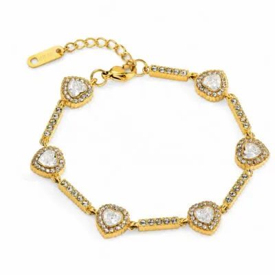 Heart Crystal Link Bracelet
