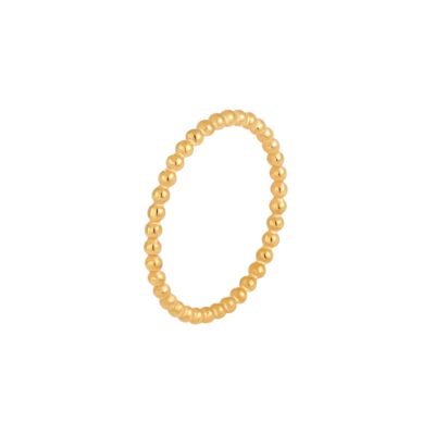 Beaded stackable ring with gold-tone stainless steel finish