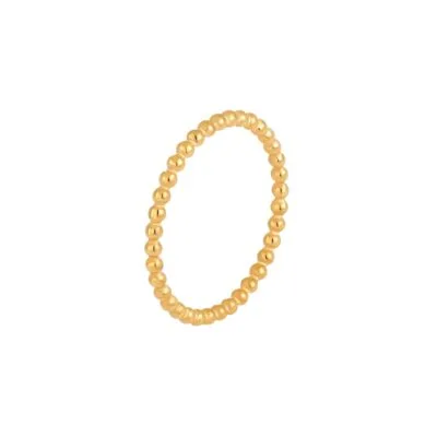 Beaded stackable ring with gold-tone stainless steel finish