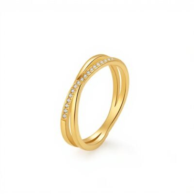 Gold silver and rose gold stainless steel crystal cross band ring
