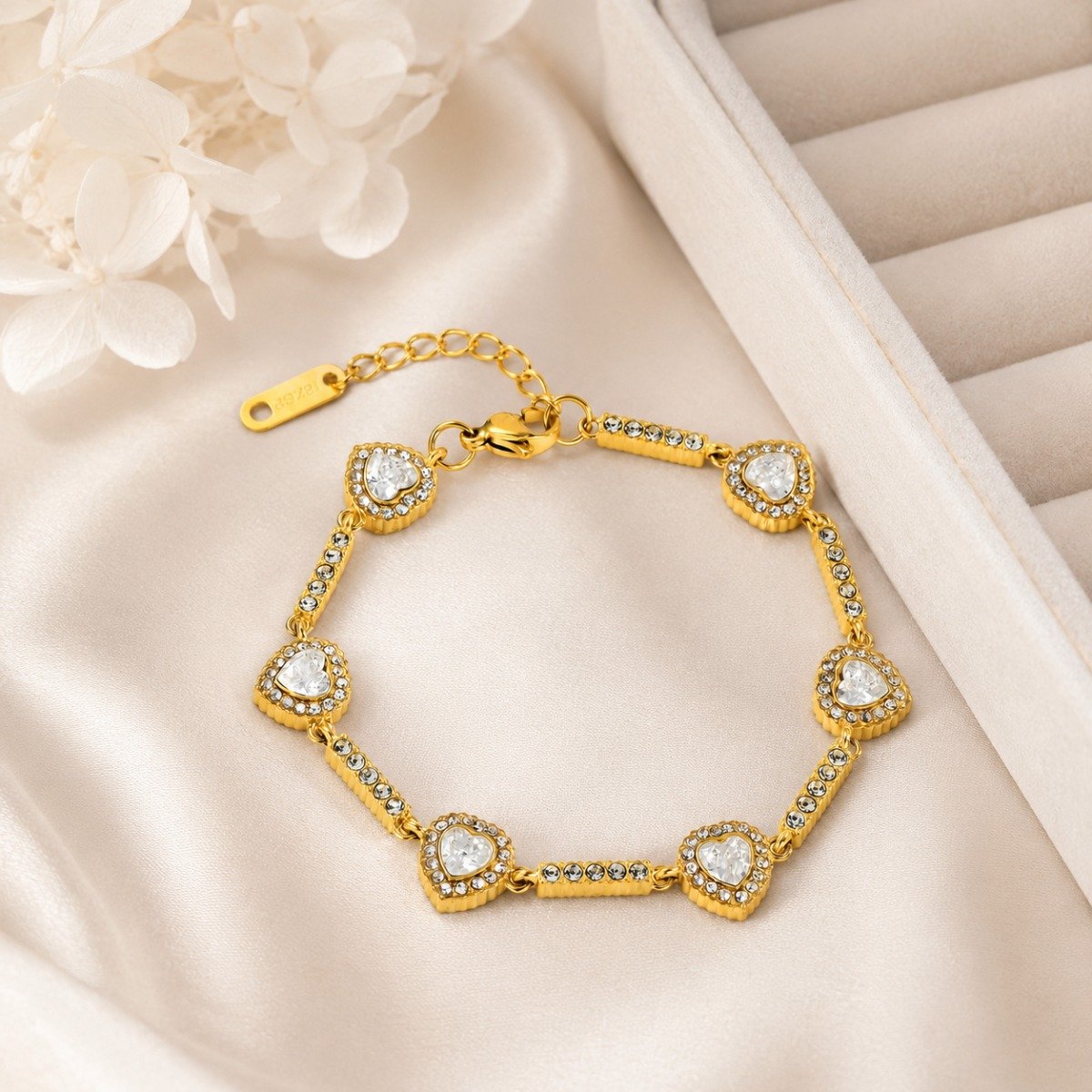 Heart Crystal Link Bracelet