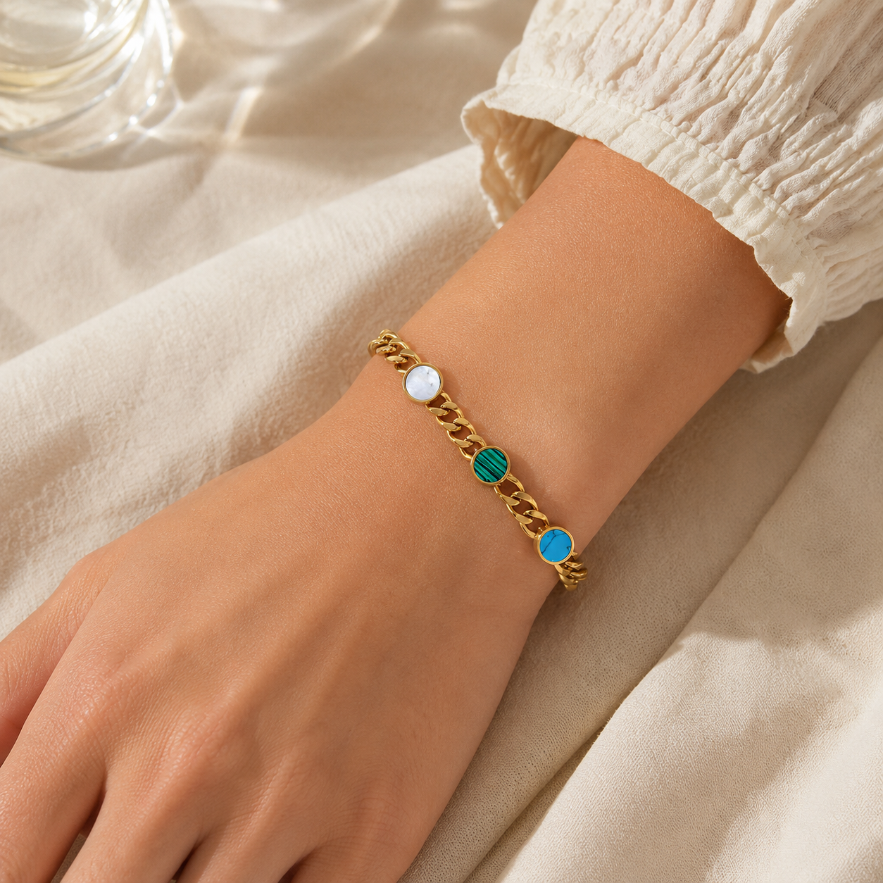 Color Stone Chain Bracelet - Image 4