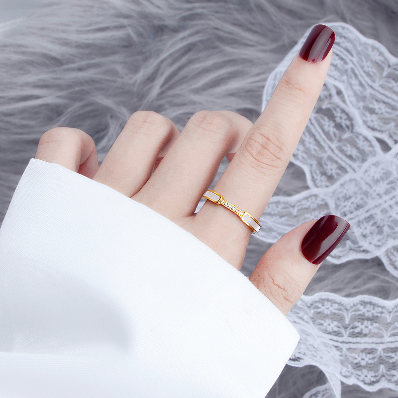 Enamel Crystal Band Ring - Image 4