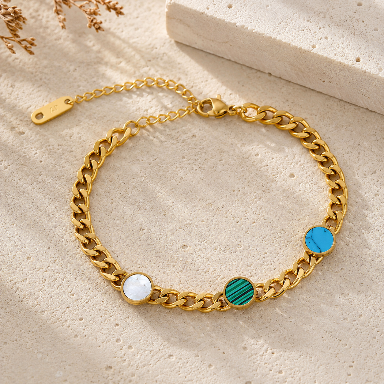 Color Stone Chain Bracelet - Image 2