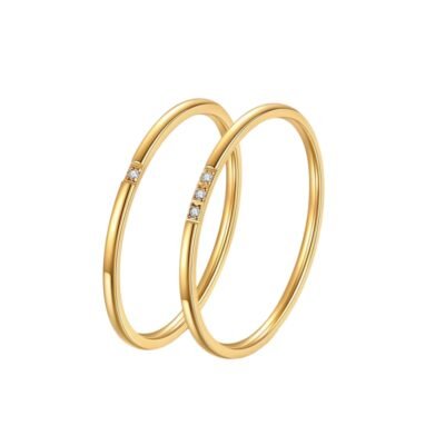 Gold stainless steel minimalist ring set with thin band rings
