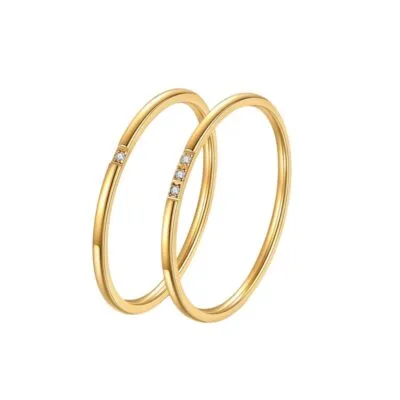 Gold stainless steel minimalist ring set with thin band rings