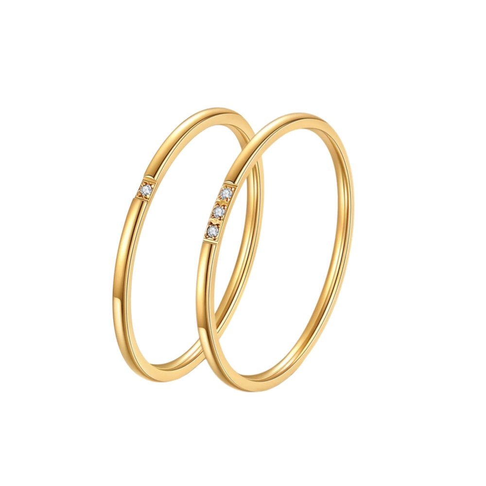 Gold stainless steel minimalist ring set with thin band rings