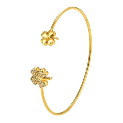 Gold Clover Cuff Bangle