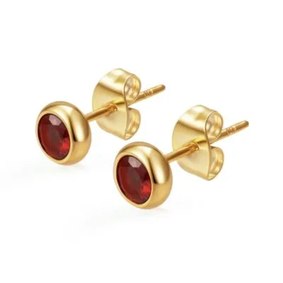 Red Stone Stud Earrings