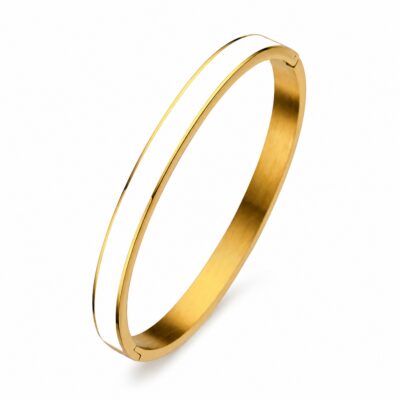 Gold Enamel Line Bangle