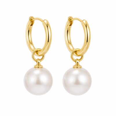 Pearl Drop Hoop Earrings