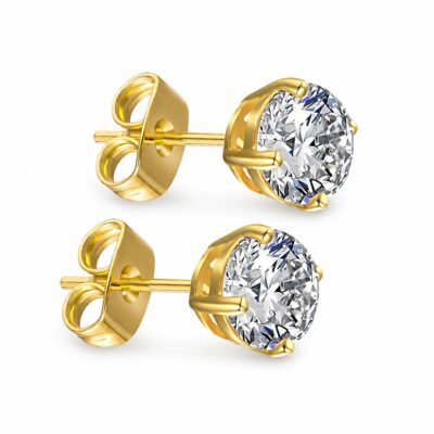 Gold CZ Stud Earrings