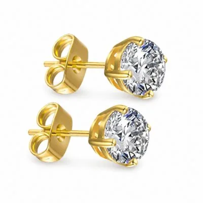 Gold CZ Stud Earrings