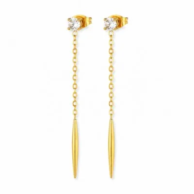 Crystal Bar Chain Drop Earrings