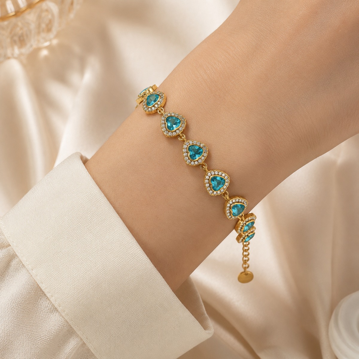 Gold Heart Crystal Bracelet - Image 4