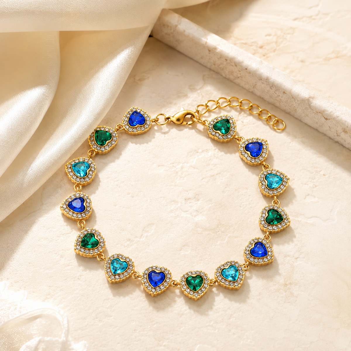 Gold Heart Crystal Bracelet - Image 2