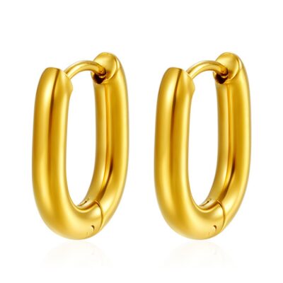 gold chunky hoop earrings on white background
