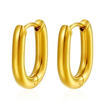 gold chunky hoop earrings on white background